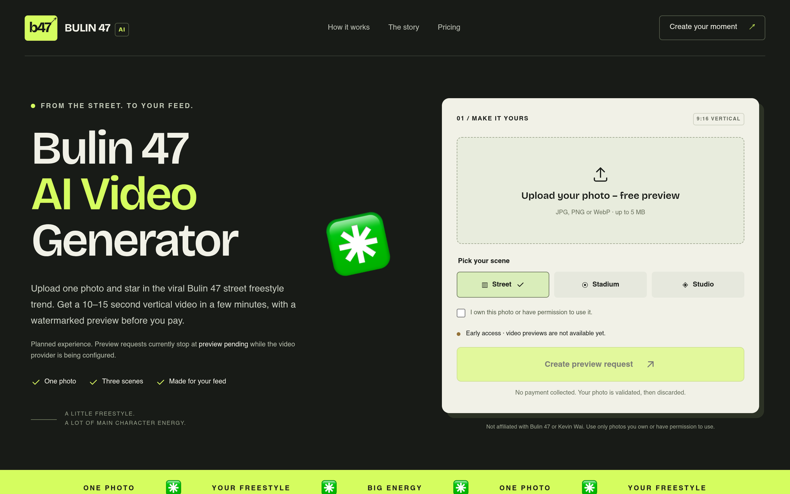 Bulin 47 AI AI Tool Homepage Screenshot and User Interface