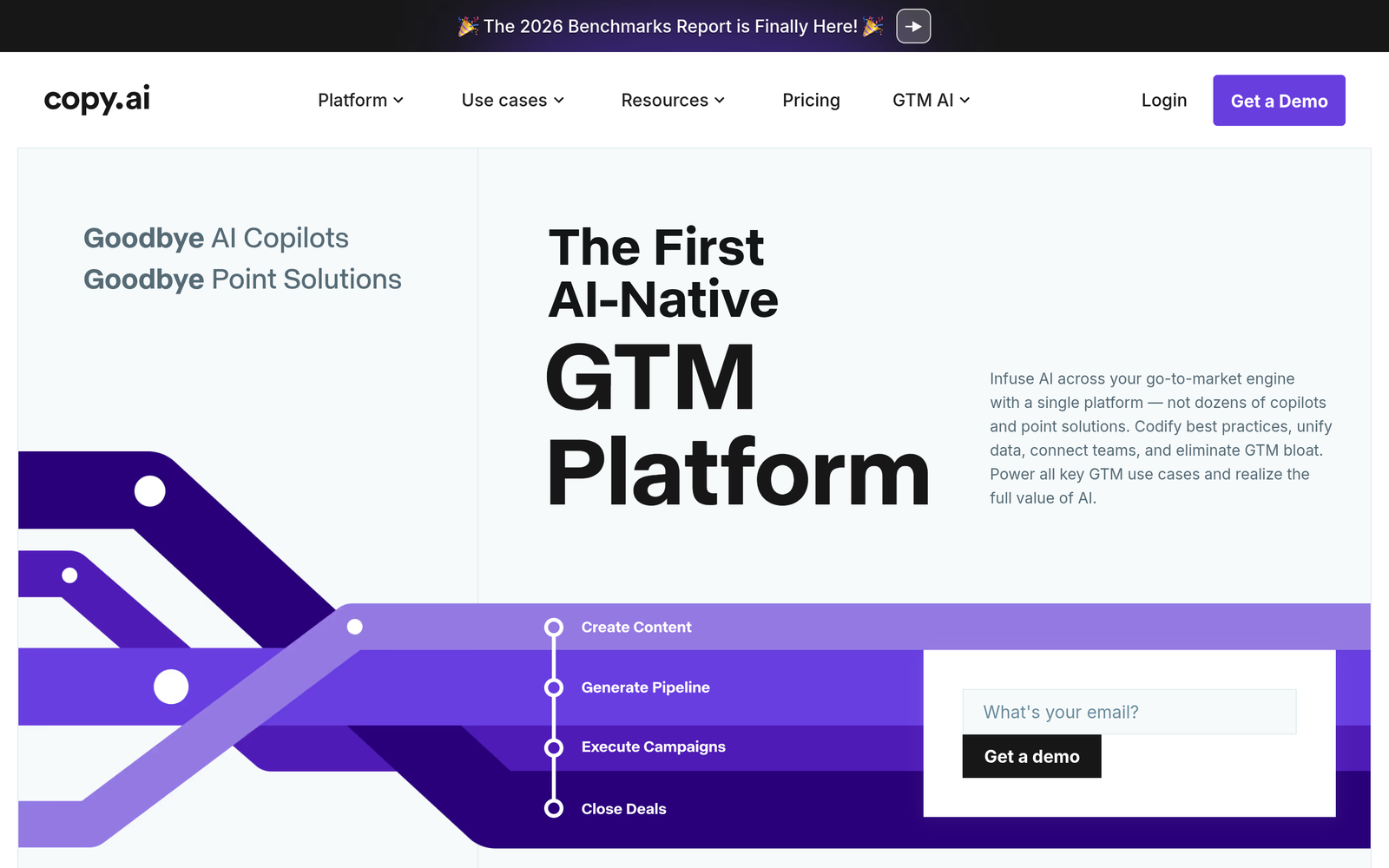 Copy AI AI Tool Homepage Screenshot and User Interface