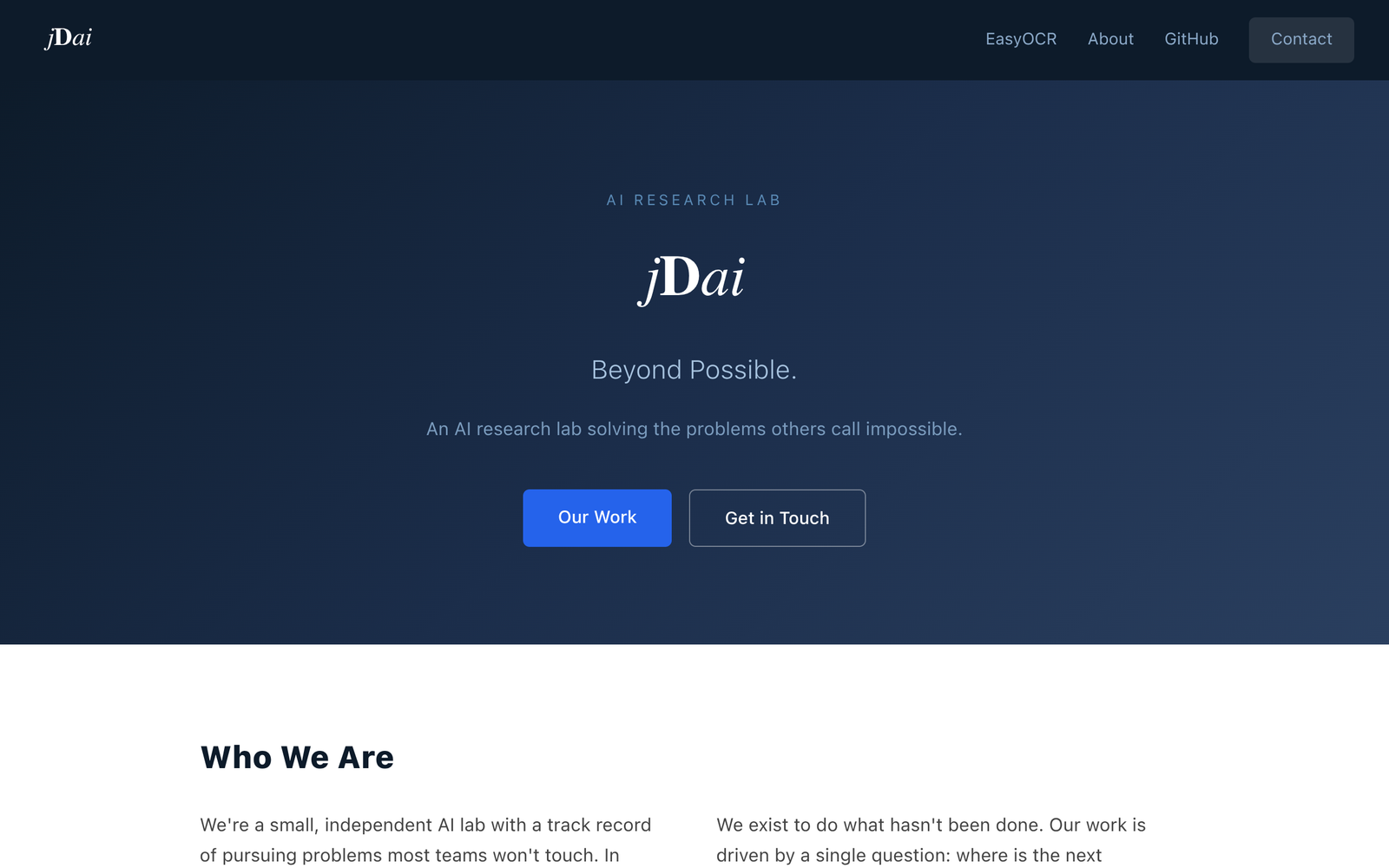 EasyOCR AI Tool Homepage Screenshot and User Interface