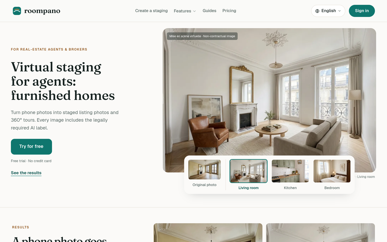 roompano AI Tool Homepage Screenshot and User Interface