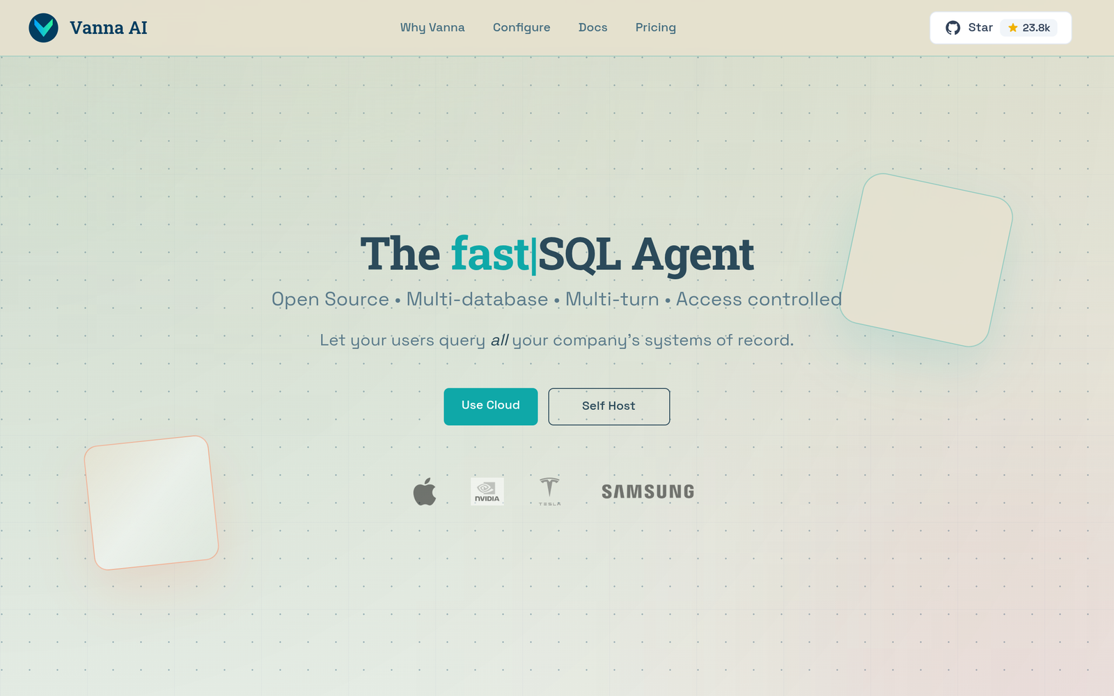 Vanna AI AI Tool Homepage Screenshot and User Interface