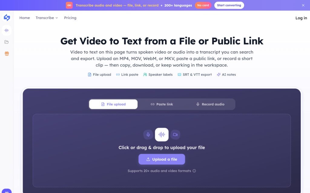 Video Transcriber – Overview, Pricing & Verified Features Screenshot